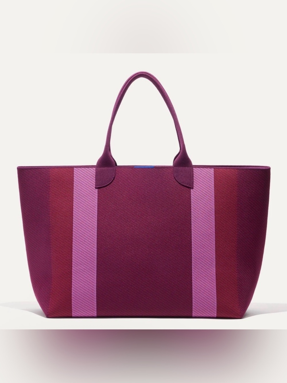 Rothy’s Lightweight Mega tote bag Mulberry and Pink Stripe purple